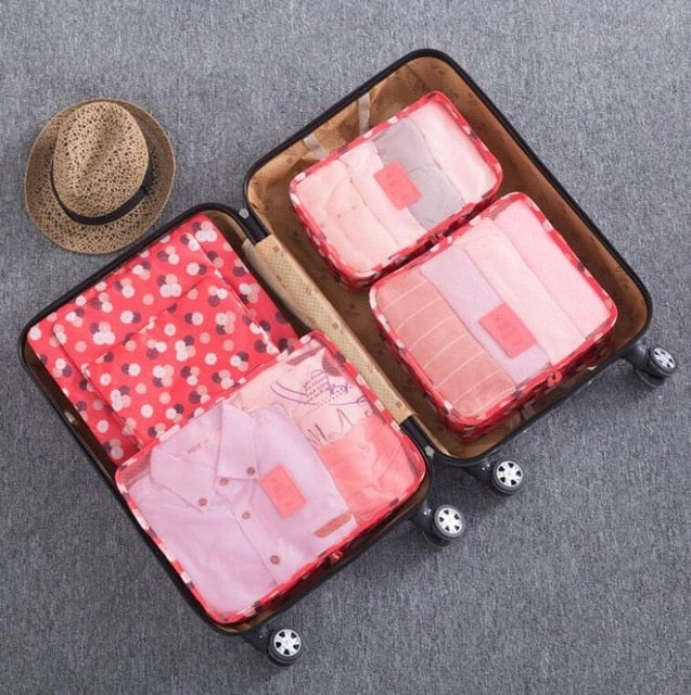 2019 6PCS/Set High Quality Oxford Cloth Travel Mesh Bag Luggage Organizer Packing Cube Organiser