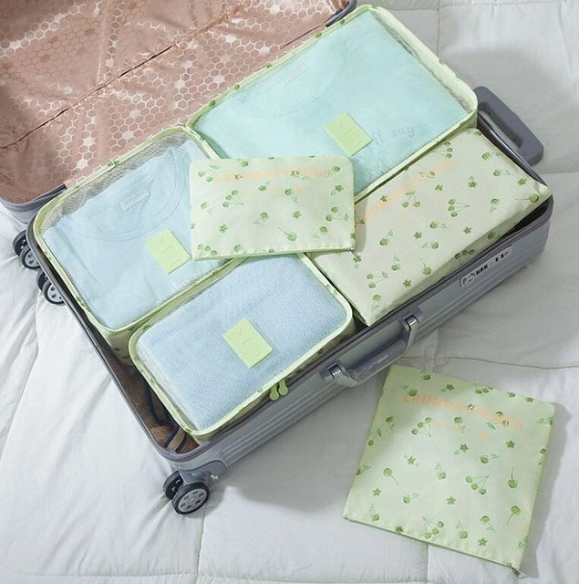 2019 6PCS/Set High Quality Oxford Cloth Travel Mesh Bag Luggage Organizer Packing Cube Organiser