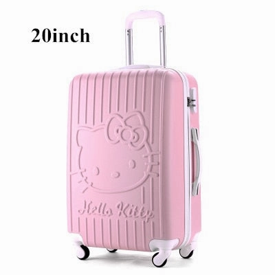 20Inch Travel Suitcase,Spinner 4 Wheel,Pink Hello Kitty,Abs Luggage Bags,Rolling Luggage,Women