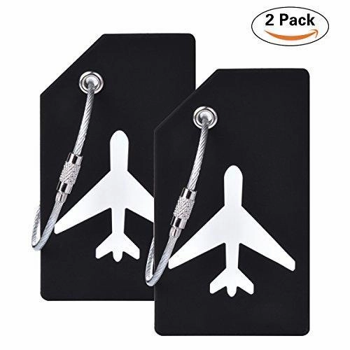2Pcs Black Silicon Travel Luggage Tags Suitcase Luggage Bag Tags, Travel Airlines Baggage Id Name
