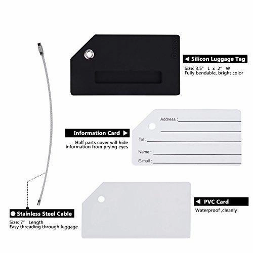 2Pcs Black Silicon Travel Luggage Tags Suitcase Luggage Bag Tags, Travel Airlines Baggage Id Name