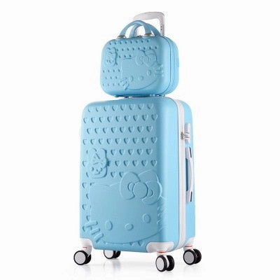 2PCS/SET Lovely 14" Cosmetic bag hello Kitty 20/22/24/28 inch girl students trolley case Travel