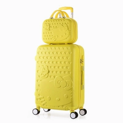 2PCS/SET Lovely 14" Cosmetic bag hello Kitty 20/22/24/28 inch girl students trolley case Travel