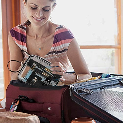 3pcs TSA-Approved Clear Travel Toiletry Bag With Handle Strap, ANRUI Airline Kit 3-1-1 Clear