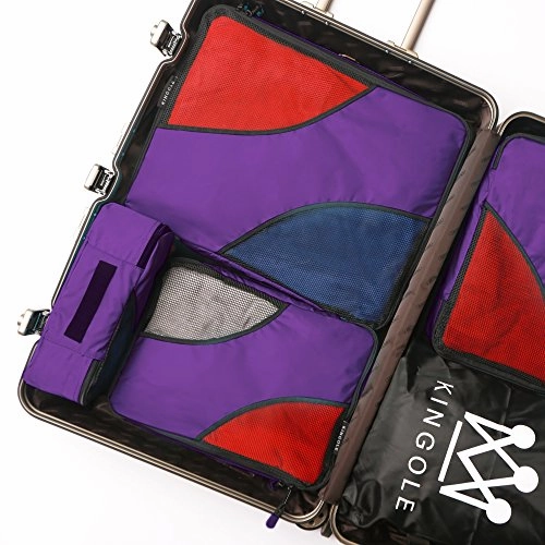 4 Set Packing Cubes Travel Luggage Packing Organizer with Laundry Bag 7 Colors Nylon YKK Zippers