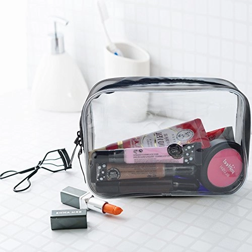 5 Packs Clear Cosmetics Bag TSA Approved, Wobe PVC Zippered Toiletry Carry Pouch Portable Makeup Bag for Vacation Travel, Bathroom and Organizing Waterproof Makeup Bag Vinyl Plastic Organizer Case