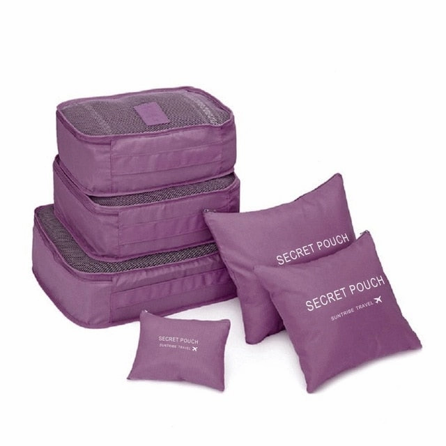 6 Pcs/set Nylon Packing Cubes Set Travel Bag Organizer Large Capacity Travel Bags Hand Luggage