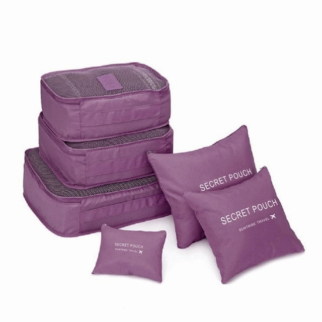 6 Pcs/Set Nylon Travel Bag Packing Cubes Set Organizer Luggage Bags Large Capacity Travel Hand