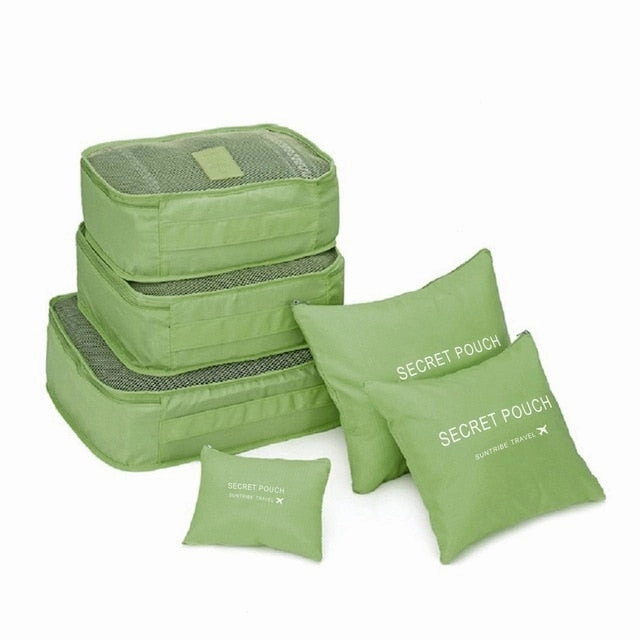 6 Pcs/Set Nylon Travel Bag Packing Cubes Set Organizer Luggage Bags Large Capacity Travel Hand