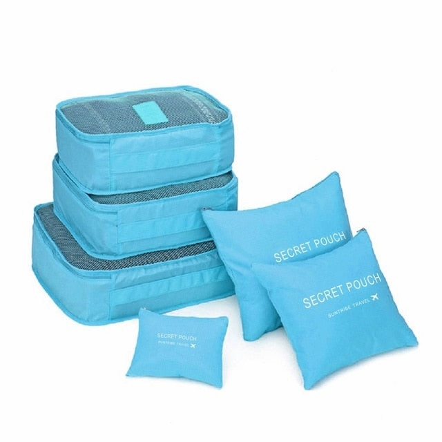 6 Pcs/Set Nylon Travel Bag Packing Cubes Set Organizer Luggage Bags Large Capacity Travel Hand