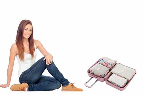 6 Set Packing Cube - 3 Travel Cubes   3 Compression Pouches for Travel