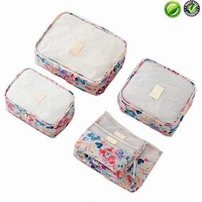 6 Set Packing Cube - 3 Travel Cubes   3 Compression Pouches for Travel