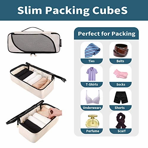 6 Set Packing Cubes,3 Various Sizes Travel Luggage Packing Organizers (Beige)