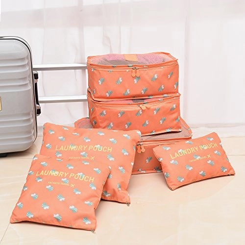 6 Set Travel Luggage Packing Organizers Cubes, Mesh Luggage Cloth Bag Cubes and Compression Laundry