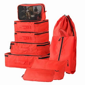 9 Set Packing Cubes, CHICMODA Travel Packing Organizers with Toiletry Bag, Red