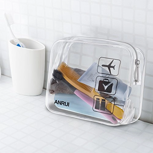 (3 Pack) Anrui Tsa Approved Clear Toiletry Bag Travel Carry On Airport Airline Compliant Bag
