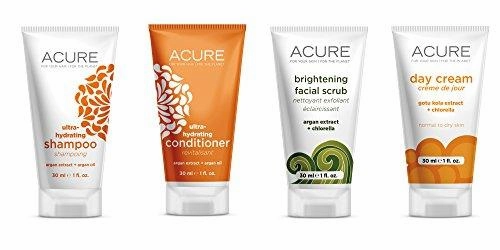 Acure Essentials Travel Size Kit, Shampoo, Conditioner, Day Cream And Facial Scrub