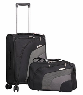 Aerolite 21 Carry On Ultra Lightweight Spinner Suitcase & Flight Bag Under Seat Shoulder Bag Set
