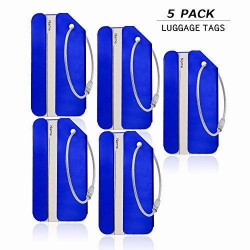 Aluminum Luggage Tag For Luggage Baggage Travel Identifier By Cpacc (Blue 5Pcs)