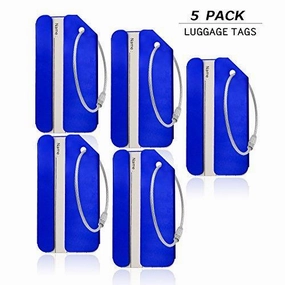 Aluminum Luggage Tag For Luggage Baggage Travel Identifier By Cpacc (Blue 5Pcs)