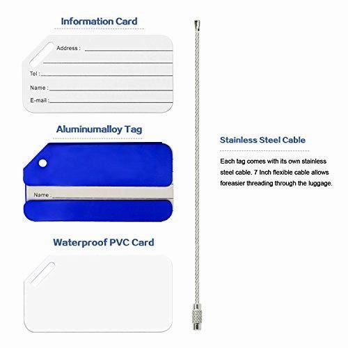 Aluminum Luggage Tag For Luggage Baggage Travel Identifier By Cpacc (Blue 5Pcs)