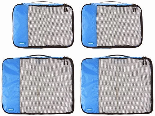 Amazonbasics 4-Piece Packing Cube Set - 2 Medium And 2 Large, Blue
