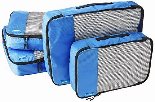 Amazonbasics 4-Piece Packing Cube Set - 2 Medium And 2 Large, Blue