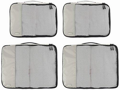 Amazonbasics 4-Piece Packing Cube Set - 2 Medium And 2 Large, Gray