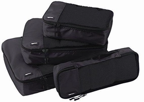 Amazonbasics 4-Piece Packing Cube Set - Small, Medium, Large, And Slim, Black
