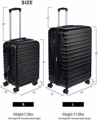 Amazonbasics Hardside Spinner Luggage - 2 Piece Set (20", 28"), Black