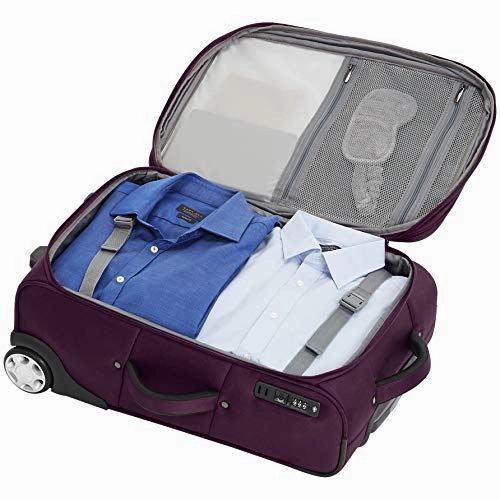 AmazonBasics Premium Upright Expandable Softside Suitcase with TSA Lock - 22 Inch, Purple