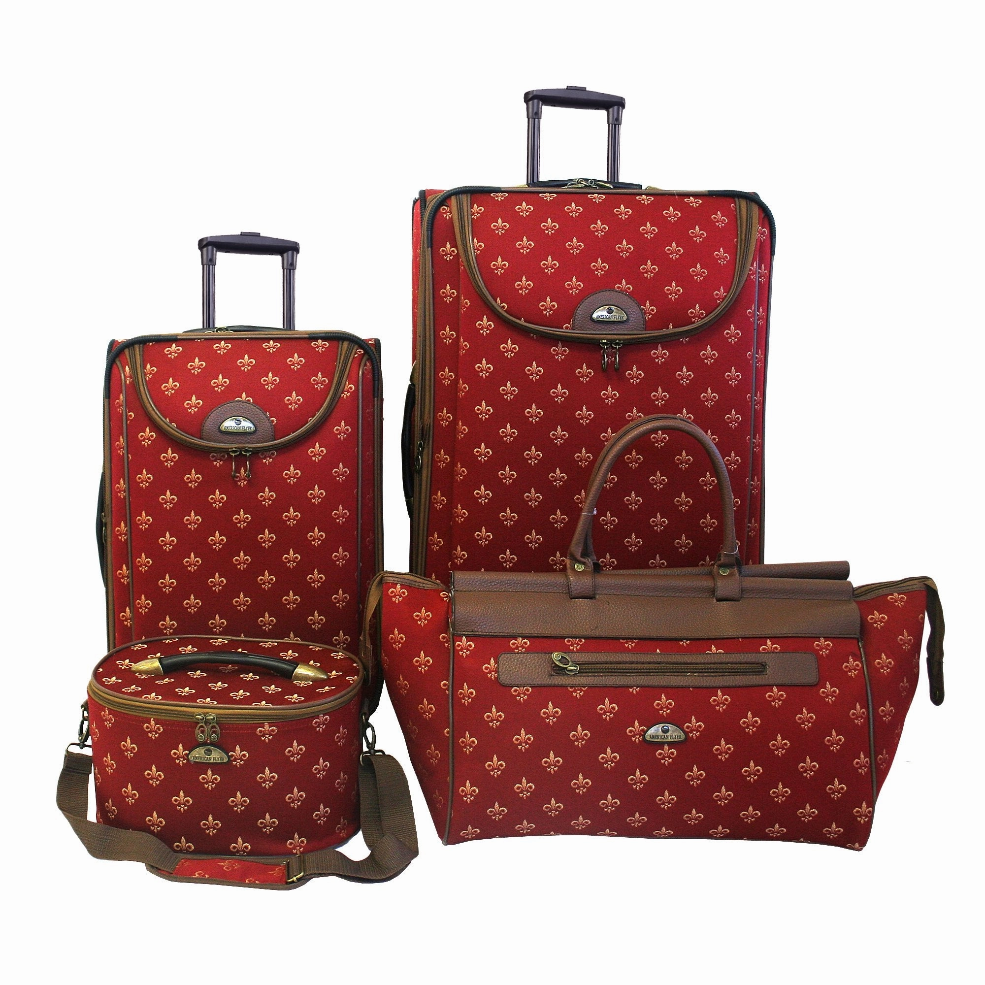 American Flyer Fleur de lis 4 Piece Set 4-Wheel Luggage Sets