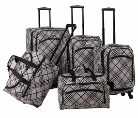 American Flyer Silver Stripes 5 Piece Set 4-Wheel Luggage Sets