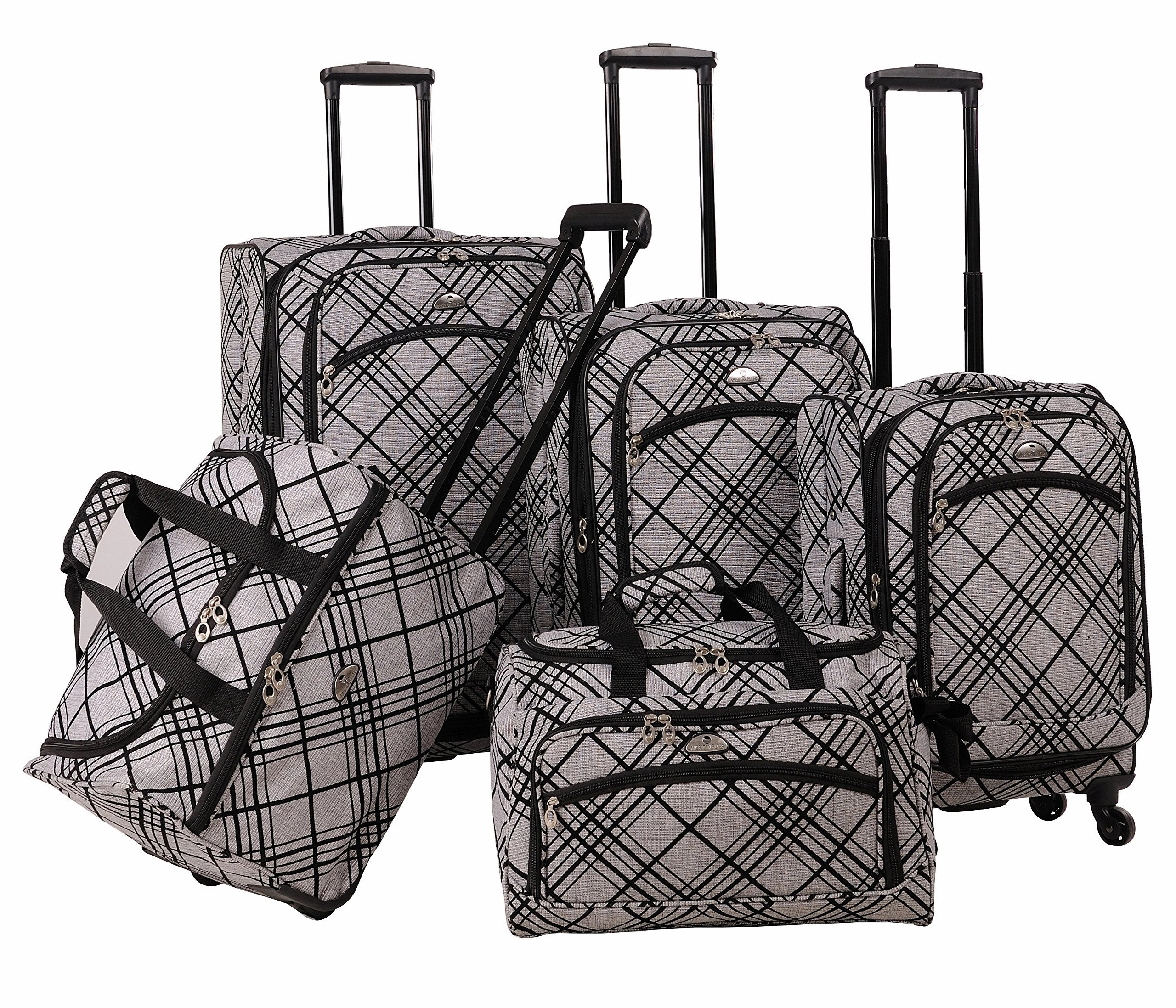 American Flyer Silver Stripes 5 Piece Set 4-Wheel Luggage Sets