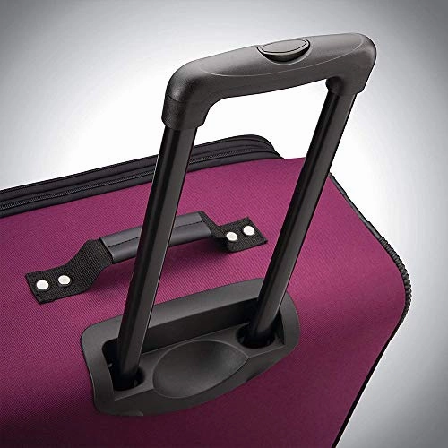 American Tourister Pop Max 3 Piece Luggage Spinner Set 29 Inch, 25 Inch, 21 Inch Berry (115358-1944) Bundle with Luggage Accessory Kit (Neck Pillow, Notepad, Passport Case, Ear Plugs (6 Items))
