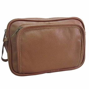 AmeriLeather Leather Travel Toiletry Bag (Brown)