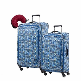 Atlantic Ultra Lite 4 | 24 And 28-Inch Expandable Spinners, Travel Pillow (Watercolor Blue)