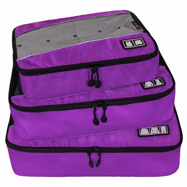 BAGSMART 3 Pcs/Set Travel Bags for Shirts Unisex Nylon Packing Cubes for Clothes Lightweight