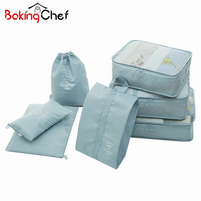 Bakingchef 7Pcs/Set Travel Storage Bags Shoes Woman Clothes Toiletry Organizer Waterproof Luggage