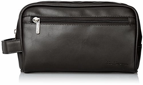 Ben Sherman Luggage Mayfair Grainy Pvc Top Zip Single Compartment Travel Kit, Black