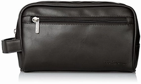 Ben Sherman Luggage Mayfair Grainy Pvc Top Zip Single Compartment Travel Kit, Black