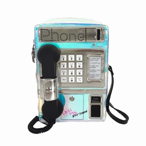 Betsey Johnson Phone Tag Kitsch Pay Phone (Works!) Crossbody, Iridescent Multi