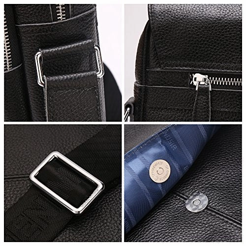 Bison Denim Vintage Genuine Leather Messenger Shoulder Bag Satchel Cross Body Handbag Retro