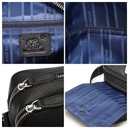 Bison Denim Vintage Genuine Leather Messenger Shoulder Bag Satchel Cross Body Handbag Retro
