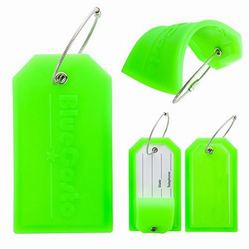 BlueCosto 2x Luggage Tags Suitcase Tag Bag Identifier ID Labels Office Travel Label - Green