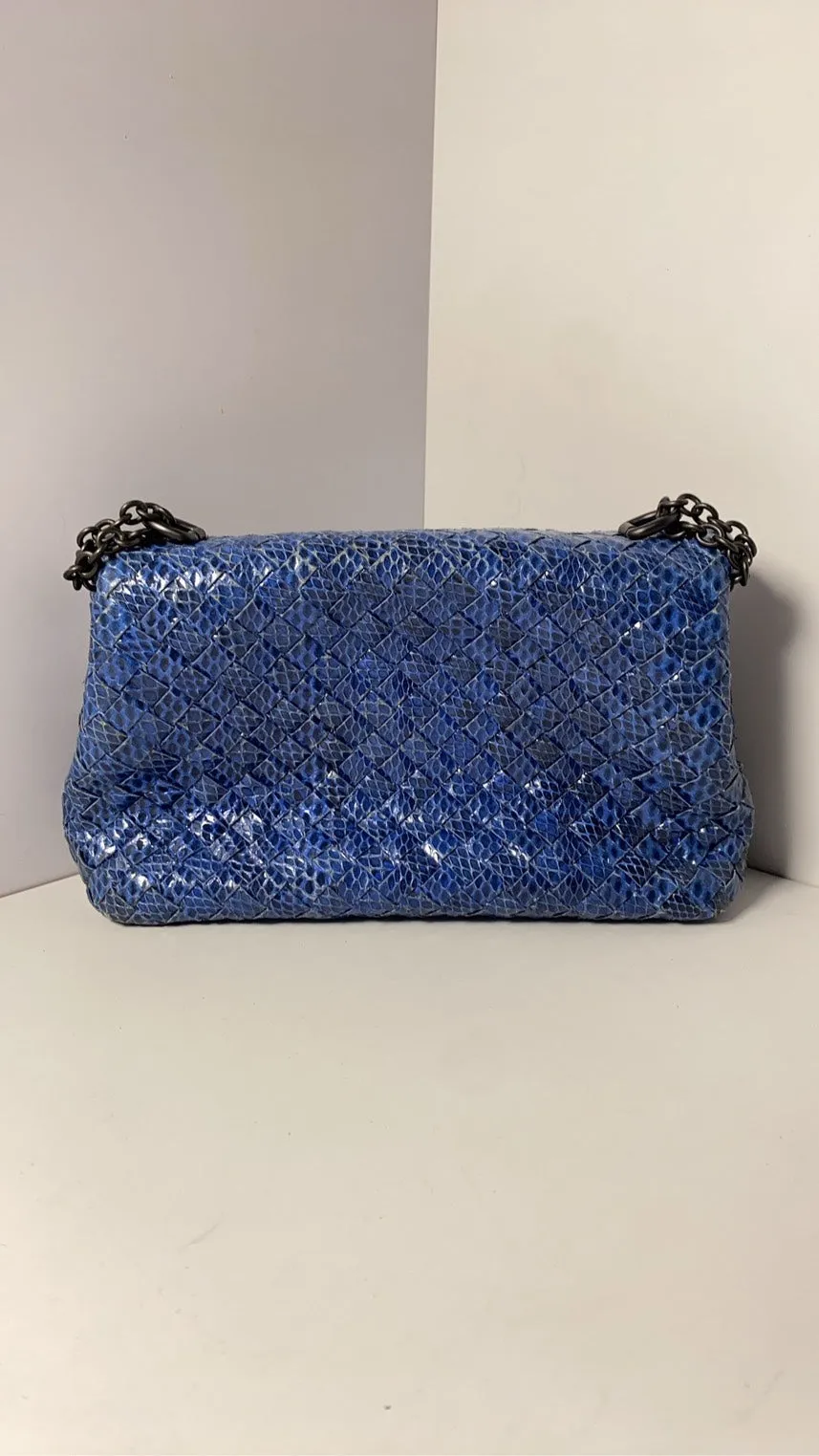 Bottega Veneta Olympia Python Leather Blue Shoulder Bag