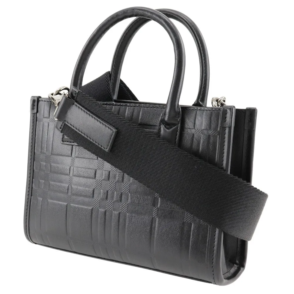BURBERRY Handbag Calfskin black 2WAYShoulder Embossed Check