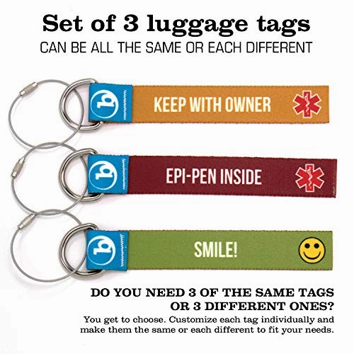 Buttonsmith Custom Luggage Tags - Set of 3 - Customize With Your Text - Designed, Printed, and