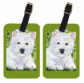 Caroline's Treasures SS8835BT Pair of 2 Westie Luggage Tags, Large, multicolor