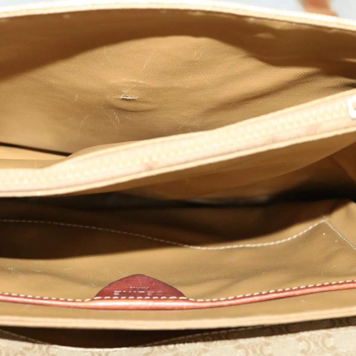 Celine Macadam Canvas Shoulder Bag Beige  ki2254